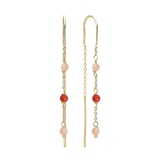 Ørehænger, rød Agat/pink månesten