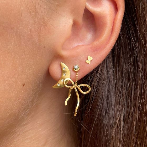 Dangling Flow Bow Earring - Single