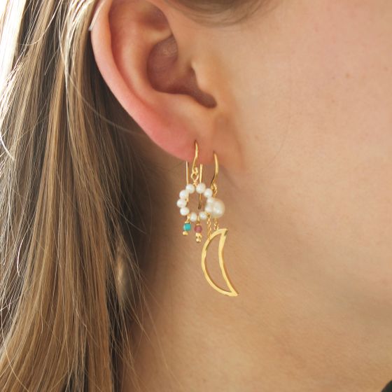 Bella Moon Earring With Pearl - Single