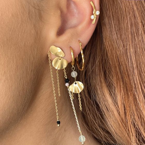 Festive Clear Sea Earring with Chains & Stones - Single