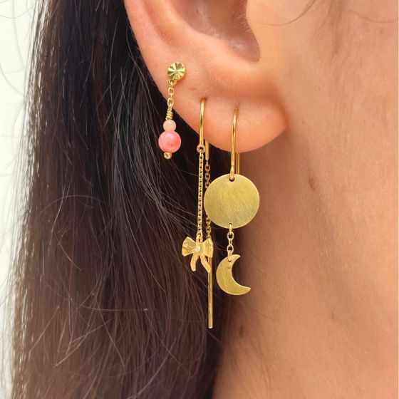 Tres Petit Etoile Earring with Coral - Single